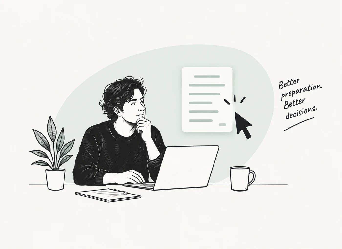 A person reviews a proposal prepared with an agent.